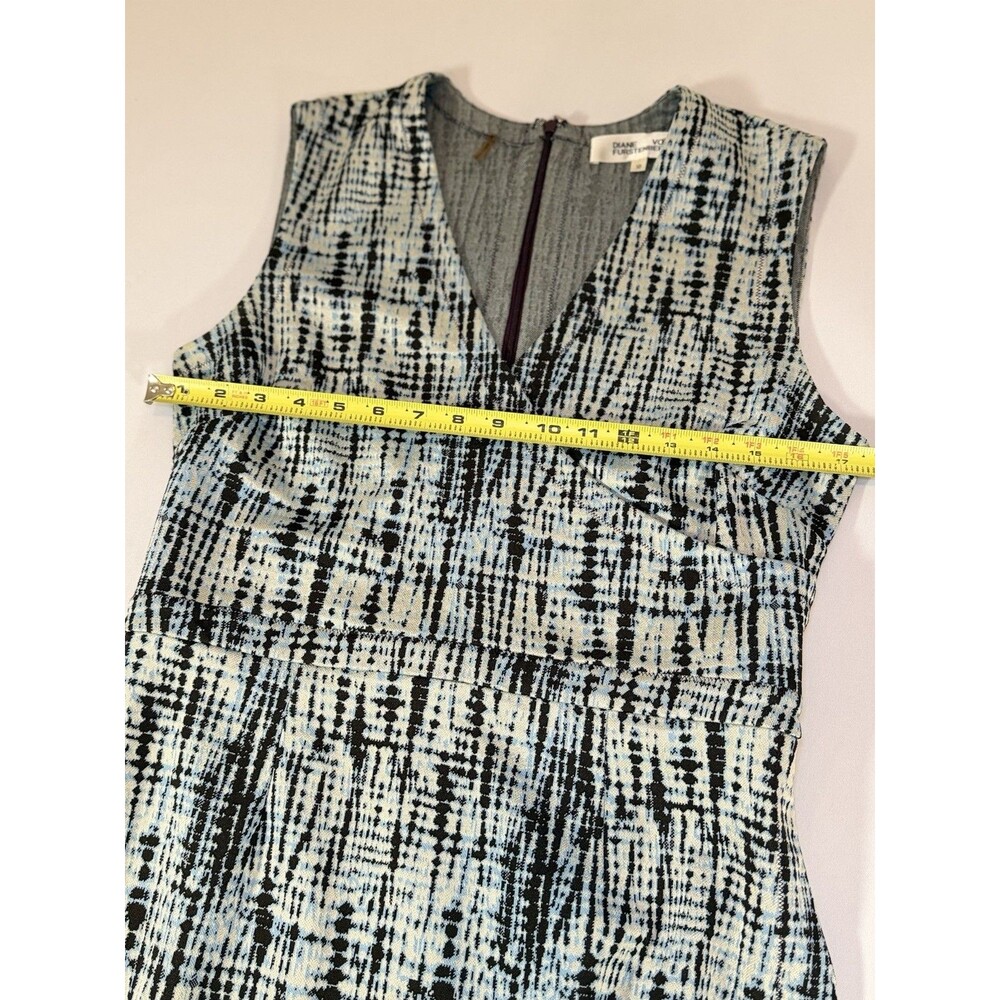 Diane Von Furstenberg DVF Blue Abstract Sheath Dress Size 10 Made in Portugal - Picture 6 of 15